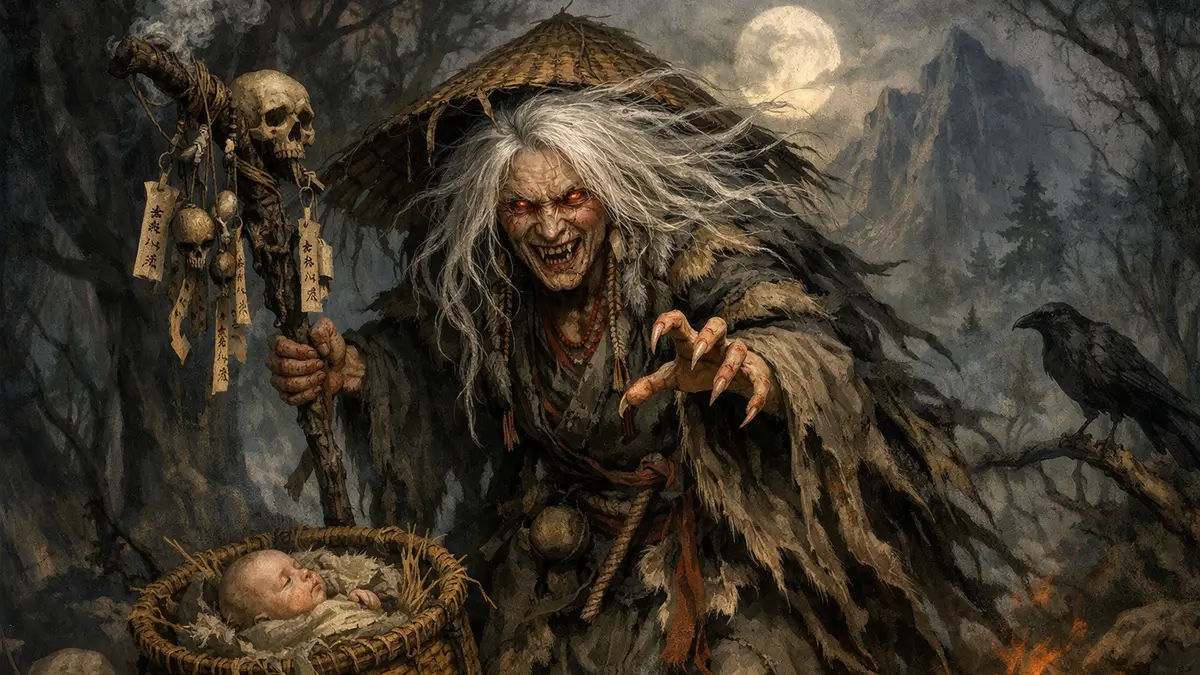 Yama Uba à l'apparence terrifiante la nuit