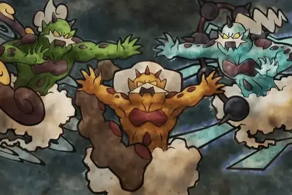 Les Pokémons Boréas, Fulguris et Démétéros.