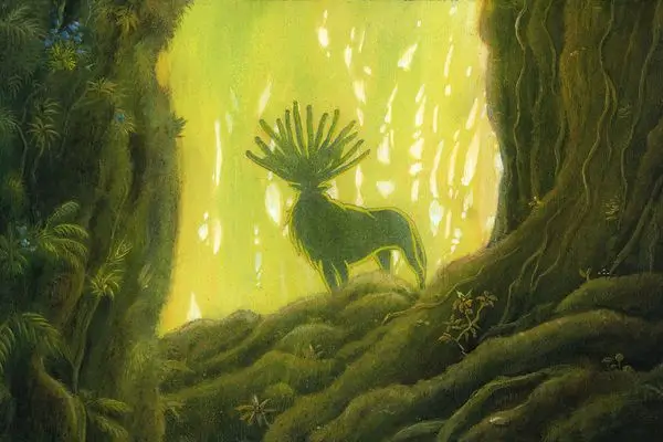 Dieu-cerf dans la forêt