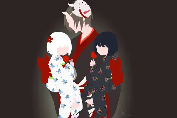 Hoozuki avec les deux Zashiki Warashi