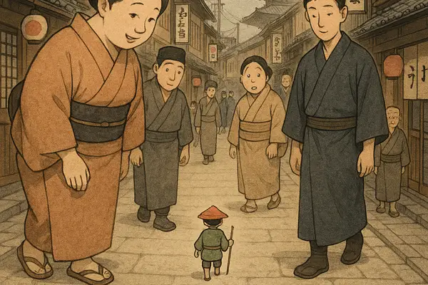 Issun Boshi qui arrive à Kyoto