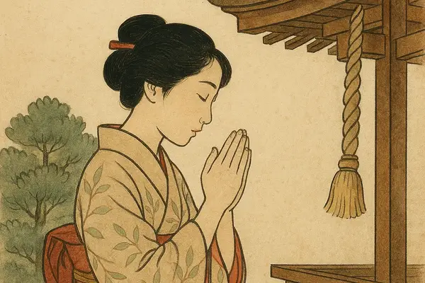 Prière au sanctuaire shinto