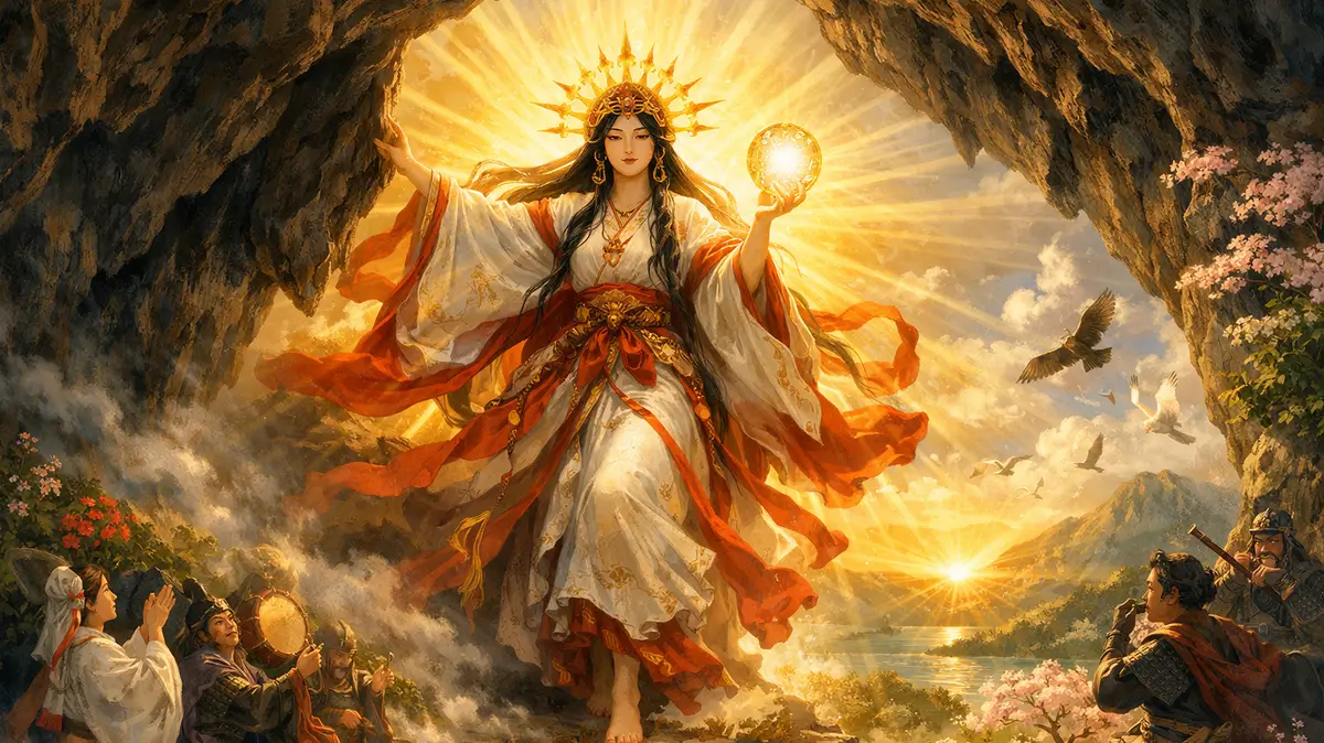 Amaterasu quittant la grotte céleste