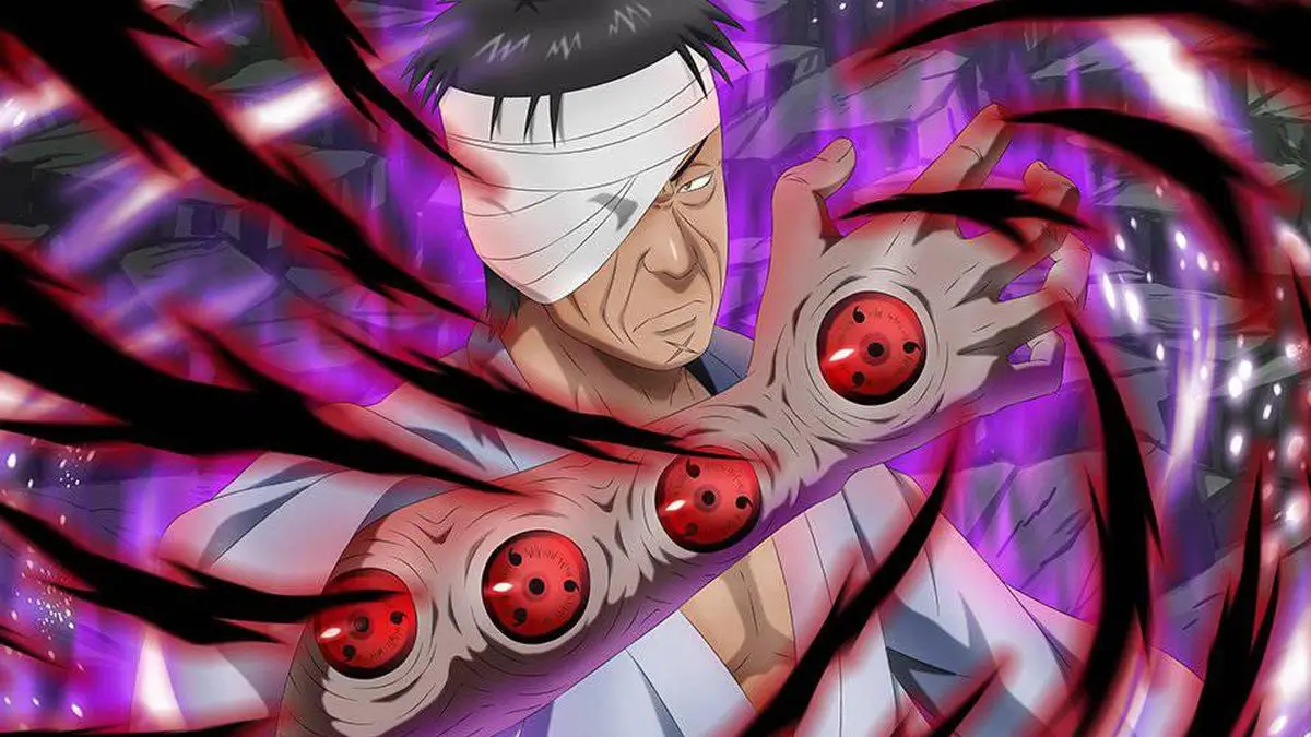 Danzo Shimura et son bras composé de sharingans