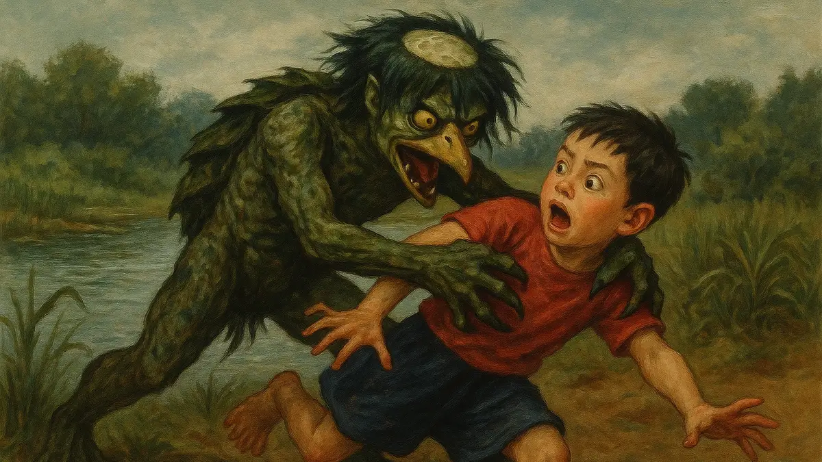 Kappa sort d'une rivière et attaque un enfant