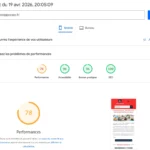 Résultats de l'analyse de l'outil Google Page Speed Insights pour mobile