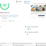 Scores de l'outil Google Page Speed Insights pour PC