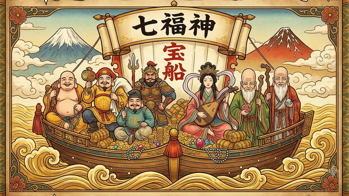 Les Shichifukujin, 7 divinités du bonheur du Japon sur le bâteau