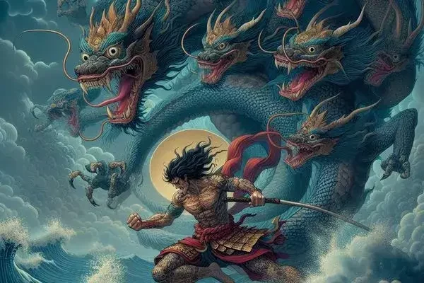 Yamata no Orochi contre le dieu Susanoo